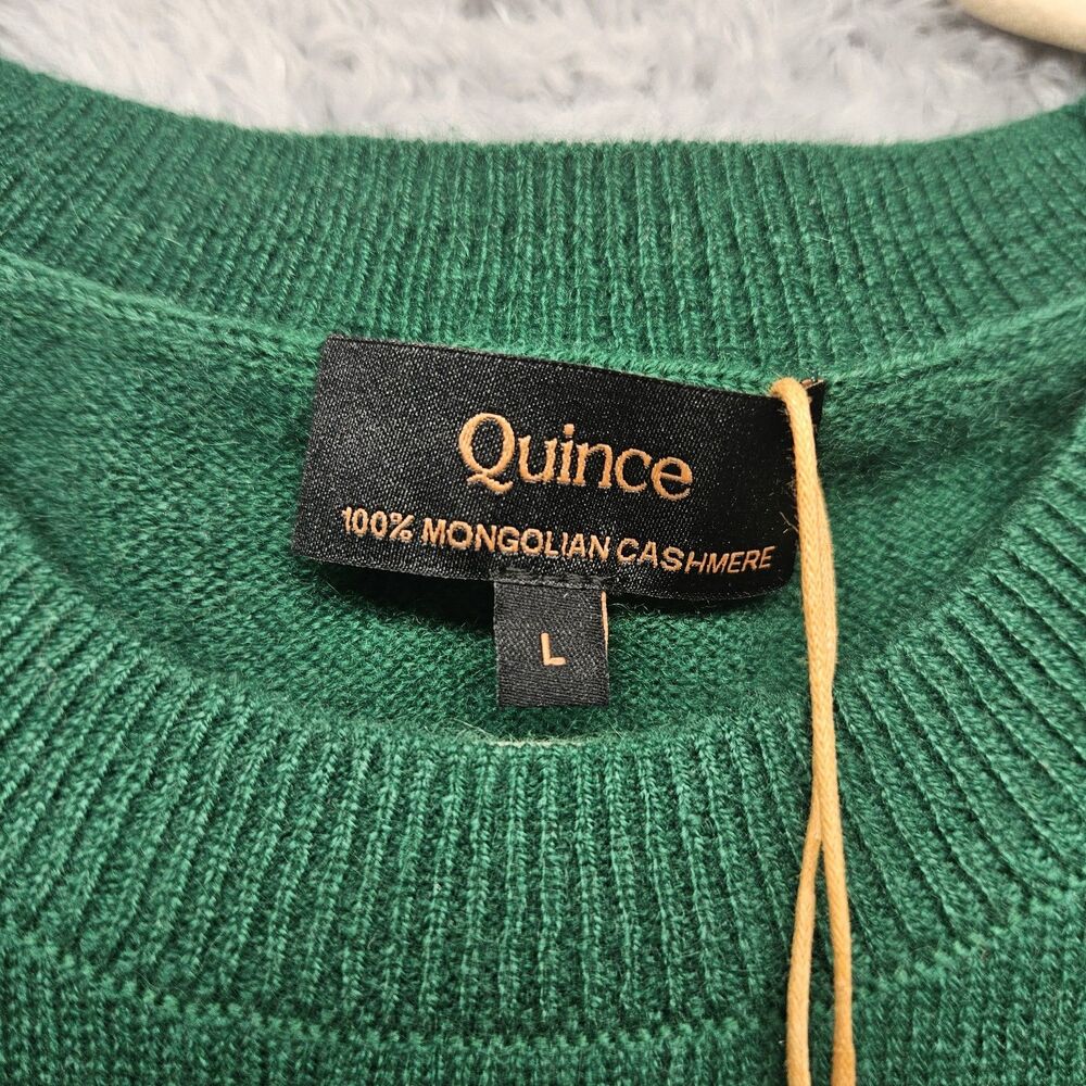 Quince Green Mongolian Cashmere Sweater Womens Size L Luxury Classic - Picture 6 of 8
